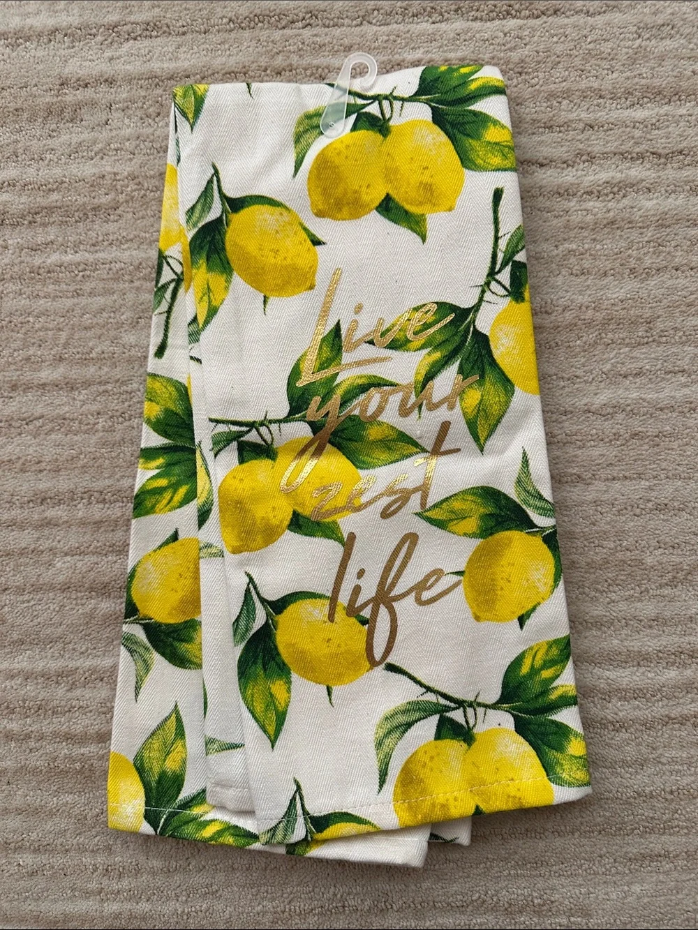 NWOT Set of 2 Kitchen Towels by 8 Oak Lane “Live Your Zest Life” Lemons 28”x18”
